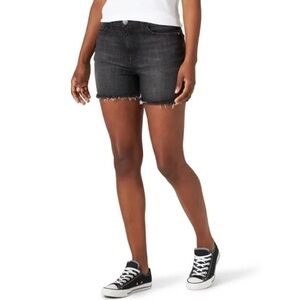 Lee Relaxed Fit High Rise Heritage Black Raw Hem Jean Shorts Size 6